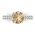 thumbnail image 1 of 2.3 ctw Solitaire with Zirconia Diamond Accents Anniversary Ring for Women | Round Cut Yellow Moissanite | Hyperallergenic Solid 18K White Gold, 1 of 5