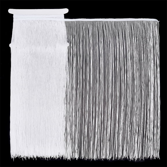 2.19 Yard Long Chainette Fringe Trim 19-3/4 inch Wide Polyester Tassel Lace Ribbon White Sewing Tassel Fringe Ribbon for DIY Crafts Sewing