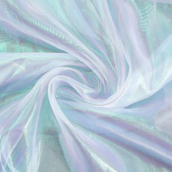 2.19 Yards 59.06 Inch Shimmer Sheer Fabric Iridescent Gradient Organza Cloth Shiny Silky Gauze Laser Polyester Fabrics for Sewing Making Clothing Accessories Home Decor Wedding Dress DIY