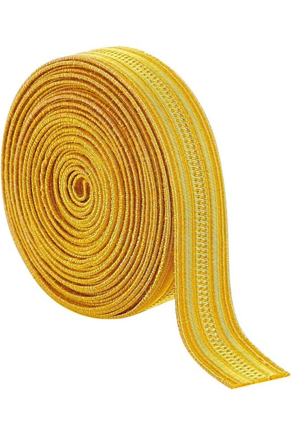 2.19 Yards Metallic French Bullion Braid Ribbon 3/8 inch Wide Golden Satin Ribbon for Uniform Ribbons Epaulets Embroidery and Jewelry Making