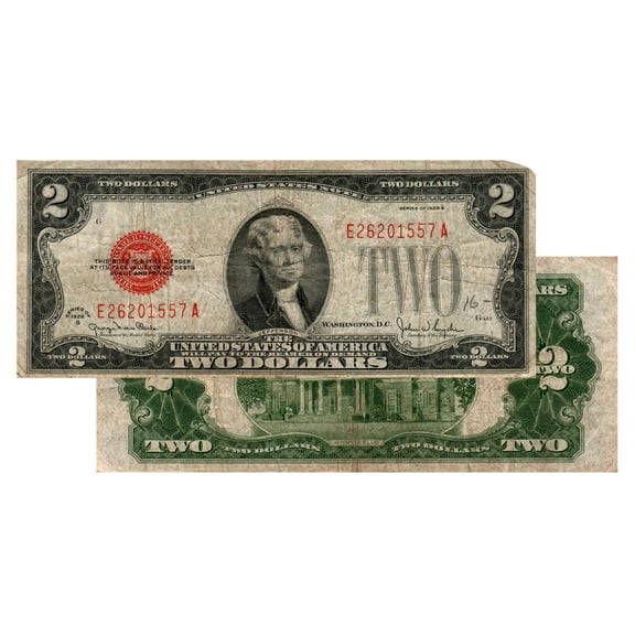 $2 1928 Red Seal Federal Reserve Note Currency Fine Condition Collectible Banknote