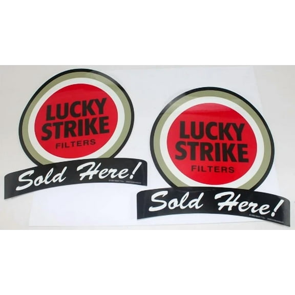 2 - 1999 Lucky Strike Sold Here Store Window Stickers ~ Double Sided ~ 7" X 6.5"
