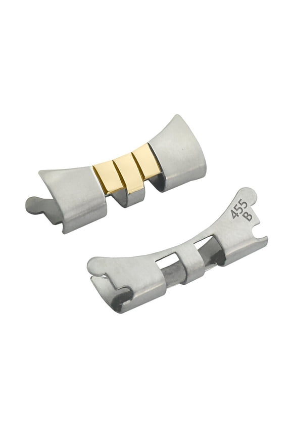 2 - 19MM JUBILEE WATCH BAND END PIECE LINK FOR 34MM ROLEX DATE 1500 1505 18K/SS