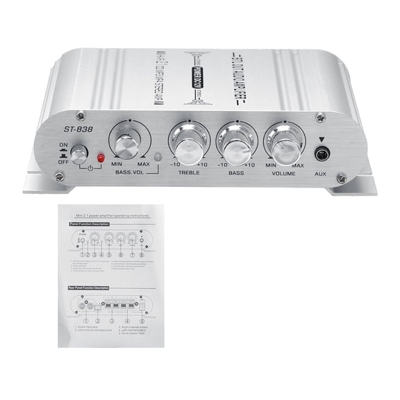 2.1CH 40W 2x20W Digital Car Power Amplifier Hi-Fi Stereo Bass Amplifier Support Connection Of 2 Speakers And A Subwoofer ,Powerful Sound Quality