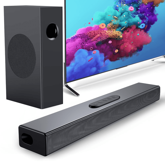 2.1CH Sound Bar for TV, Surround Sound Bar with 5.25'' Subwoofer,160W Peak Power Home Theater Speakers, Bass/Treble Adjustable,Home Theater Surround Sound System for TV,ARC/COAX/AUX/Opt/BT 5.3