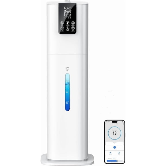 2.1Gal(8L) Smart Humidifier Large Room Bedroom Home, Quiet Top Fill Cool Mist with Diffuser, Night Light, 3 Speed Humidifiers 360 Nozzle, Timer, Humidity Setting for Plants Yoga Baby