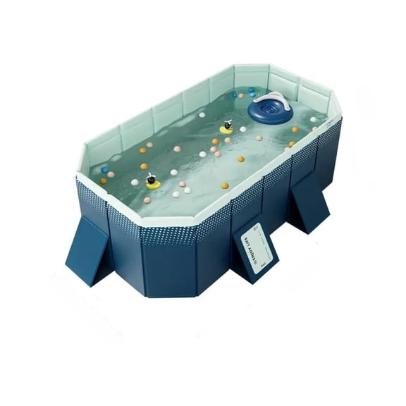 2.1M PVC Folding Pool (Non-Inflatable), Outdoor Cooling Splash Pool, 310 Gallon Capacity for Patio Beach Garden, Blue