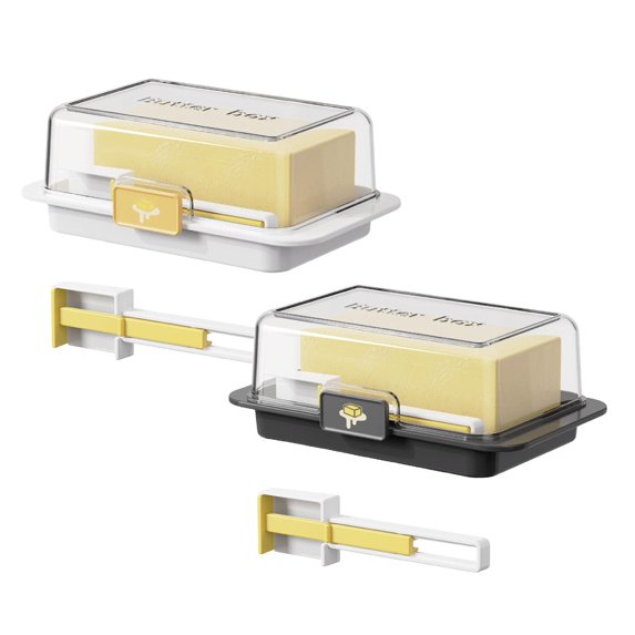 2/1PCS Airtight Butter Dish with Lid and Cutter, Ideal for Countertop and Refrigerator Storage, Plastic Butter Keep Tray for Easy Cutting and Serving