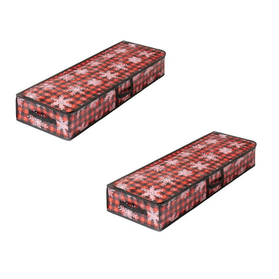 2/1PCS Christmas Wrapping Paper Storage Organizer, Gift Wrapping Storage Bag with Pockets, Heavy Duty Underbed Gift Wrapping Organizer Fits for Holiday Accessories Ornaments