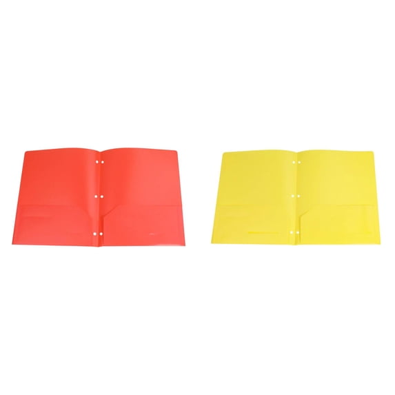 2/1PCS Plastic File Folders with Pockets, Heavy Duty Pocket Folder, 2-Pocket Letter Size with Business Card Slot, 3-Hole Punched, Document Organizers for School Home