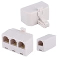 thumbnail image 1 of 2+1Pack 2pcs Phone Jack Splitter RJ11 6P4C Male to Females and 1pc Phone Line Coupler for Landline and Fax -Beige (3 Way), 1 of 9
