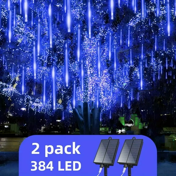 2/1Pack Solar Meteor Shower Light String Shower Light, Rain Light, Waterfall Light, IP65 Waterproof, Halloween Decor, Christmas Tree, Garden House Holiday Decoration Light