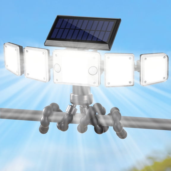 2/1Pack, Solar Outdoor Lights With Octopus Mount, 280 LEDs 5Heads, Motion Lights For Tool-Free Installation, Security Lights IP65 Waterproof 3000LM - For Yard Wall Garden Fence, Christmas Decorations