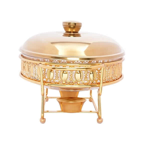 2.1QT Gold Oval Chafing Dish Set for Buffet Stainless Steel Food Warmer with Lid & Tray