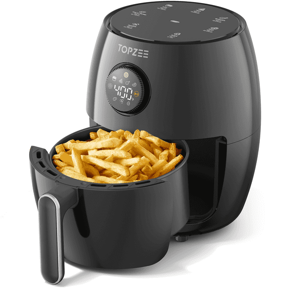 2.1QT Small Air Fryer for 1-2 Person, TOPZEE 4-in-1 Compact Mini Airfryer, Bake, Roast, Reheat, Adjustable Temp Control w/ 60 Min Timer Nonstick & Dishwasher-Safe Basket, Brand New, Black