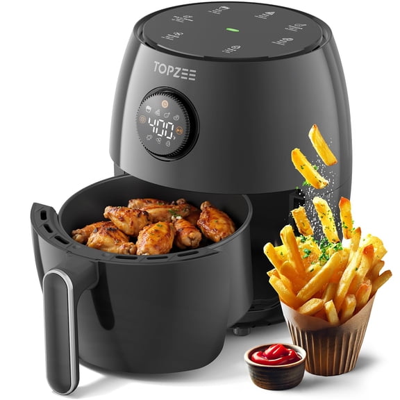 2.1Qt Small Air Fryer - Compact Digital Mini Airfryer 7-in-1 Presets, 98% Less Oil, Adjustable Temperature & Timer, Shake Reminder, Nonstick, BPA-Free, Dishwasher Safe, Fast & Crispy Cooking Y101