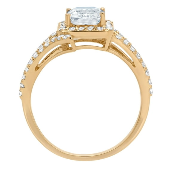 1.935 ct Emerald Cut Natural Swiss Blue Topaz Solitaire with Accents Engagement Ring for Women in 18K Yellow Gold