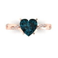thumbnail image 1 of 2.1ct Heart Cut Blue Natural London Blue Topaz 14k Pink Rose Gold Engraving Statement Bridal Wedding Designer Ring Size 9.5, 1 of 8