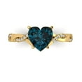 thumbnail image 1 of 2.1ct Heart Cut Blue Natural London Blue Topaz 18k Yellow Gold Engraving Statement Bridal Wedding Designer Ring Size 7.5, 1 of 5