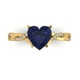thumbnail image 1 of 2.1ct Heart Cut Blue Sapphire 18k Yellow Gold Engraving Statement Bridal Wedding Designer Ring Size 4.5, 1 of 5