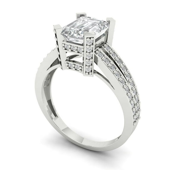 2.1ct Heart Cut Blue Crystal 14k White Gold Engraving Statement Bridal Wedding Designer Ring Size 3.75