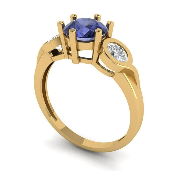 2.1ct Heart Cut Blue Crystal 14k Yellow Gold Engraving Statement Bridal Wedding Designer Ring Size 4.75