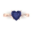 thumbnail image 1 of 2.1ct Heart Cut Blue Tanzanite 18k Pink Rose Gold Engraving Statement Bridal Wedding Designer Ring Size 10, 1 of 5