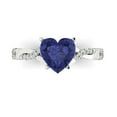 thumbnail image 1 of 2.1ct Heart Cut Blue Tanzanite 18k White Gold Engraving Statement Bridal Wedding Designer Ring Size 7, 1 of 5