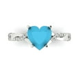 thumbnail image 1 of 2.1ct Heart Cut Blue Turquoise 18k White Gold Engraving Statement Bridal Wedding Designer Ring Size 5, 1 of 5