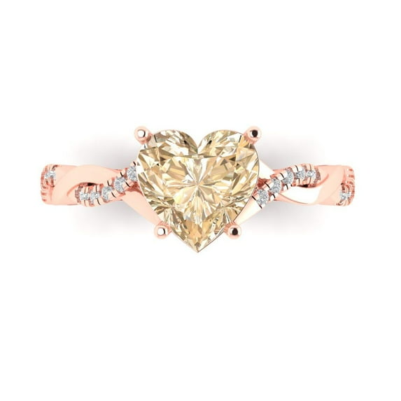 Clara Pucci 14K Rose Gold 2.1ct Morganite Solitaire with Accents Ring