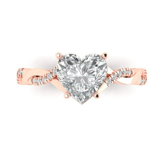 Clara Pucci 14K Rose Gold 2.1ct Moissanite Solitaire with Accents Ring