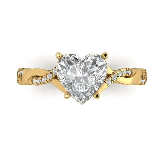 Clara Pucci 14K Yellow Gold 2.1ct Moissanite Solitaire with Accents Ring