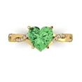 thumbnail image 1 of 2.1ct Heart Cut Green Crystal 18k Yellow Gold Engraving Statement Bridal Wedding Designer Ring Size 11, 1 of 5