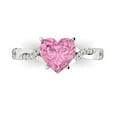 thumbnail image 1 of 2.1ct Heart Cut Pink Crystal 18k White Gold Engraving Statement Bridal Wedding Designer Ring Size 4, 1 of 5