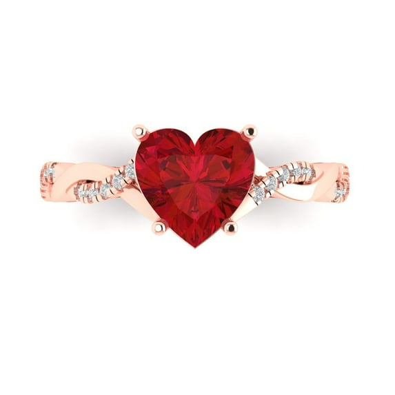 2.1ct Heart Cut Pink Tourmaline 18k Pink Rose Gold Engraving Statement Bridal Wedding Designer Ring Size 10