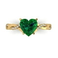 thumbnail image 1 of 2.1ct Heart Cut Precious Gemstone Green Emerald Real 18k Yellow Gold Robotic Laser Engraving Everlasting Unique Art Deco Statement Bridal Wedding Designer Ring Size 10, 1 of 5