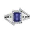 thumbnail image 1 of 1.935 ctw with Simulated Diamond Halo Accents Anniversary Ring for Women | Emerald Cut Simulated Tanzanite | Hyperallergenic Solid 14K White Gold, 1 of 5
