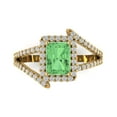thumbnail image 1 of 1.935 ct Emerald Cut Simulated Green Diamond Solitaire with Simulated Diamond Accents 18K Yellow Gold Womens Engagement Ring, 1 of 5