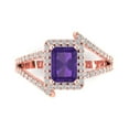 thumbnail image 1 of 1.935 ct Emerald Cut Natural Amethyst Solitaire with Simulated Diamond Accents 14K Rose Gold Womens Engagement Ring, 1 of 5
