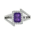 thumbnail image 1 of 1.935 ct Emerald Cut Natural Amethyst with Simulated Diamond Halo Accents 18K White Gold Womens Engagement Ring, 1 of 5