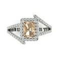 thumbnail image 1 of 1.935 ctw with Simulated Diamond Halo Accents Anniversary Ring for Women | Emerald Cut Yellow Moissanite | Hyperallergenic Solid 18K White Gold, 1 of 5