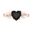 thumbnail image 1 of Clara Pucci 14K Rose Gold Solid Gold Onyx Solitaire with Accents Anniversary Ring for Women - 2.1 cttw Heart Cut, 1 of 8