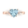 thumbnail image 1 of Clara Pucci 14K Rose Gold Solid Gold Blue Solitaire with Accents Anniversary Ring for Women - 2.1 cttw Heart Cut, 1 of 8