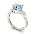 thumbnail image 1 of 2.1ct heart cut blue Zircon 18k white gold Bridal Wedding Engagement Promise Anniversary Ring for Women size 5.75, 1 of 7