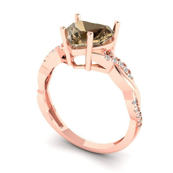 2.1ct heart cut champagne Zircon 18k rose gold Bridal Wedding Engagement Promise Anniversary Ring for Women size 8.25