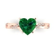 thumbnail image 1 of Clara Pucci 14K Rose Gold Solid Gold Emerald Solitaire with Accents Anniversary Ring for Women - 2.1 cttw Heart Cut, 1 of 8