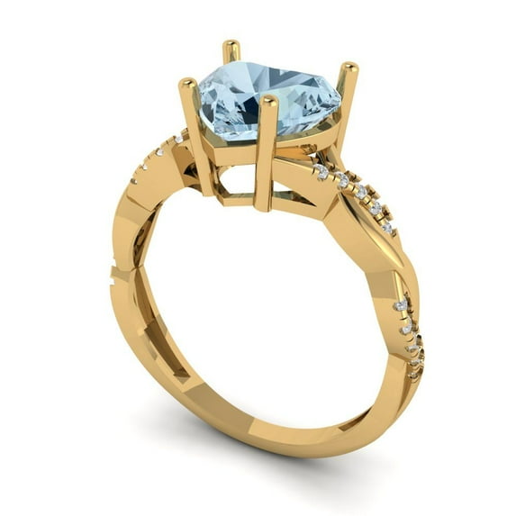 2.1ct heart cut natural sky blue topaz 18k yellow gold Bridal Wedding Engagement Promise Anniversary Ring for Women size 8.25