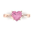 thumbnail image 1 of Clara Pucci 14K Rose Gold Solid Gold Pink Solitaire with Accents Anniversary Ring for Women - 2.1 cttw Heart Cut, 1 of 8