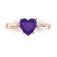 thumbnail image 1 of Clara Pucci 14K Rose Gold Solid Gold Amethyst Solitaire with Accents Anniversary Ring for Women - 2.1 cttw Heart Cut, 1 of 8