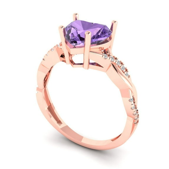 2.1ct heart cut alexandrite 18k rose gold Bridal Wedding Engagement Promise Anniversary Ring for Women size 10.5